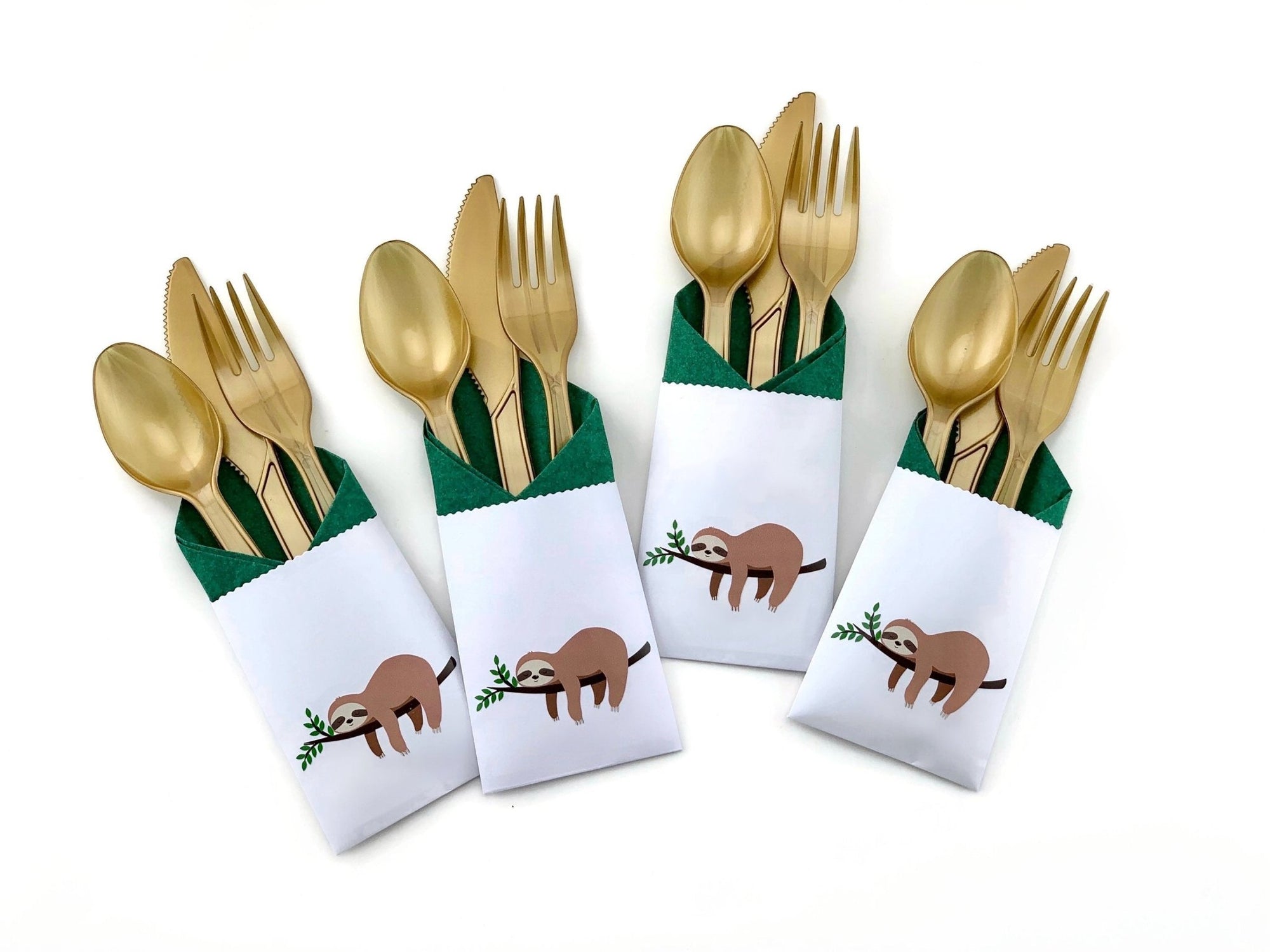 Sloth Birthday Cutlery Bag Set - Stesha Party