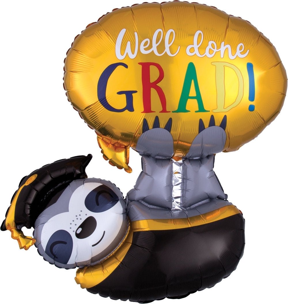 Sloth Graduation Balloon &quot;Well Done Grad&quot; - Stesha Party