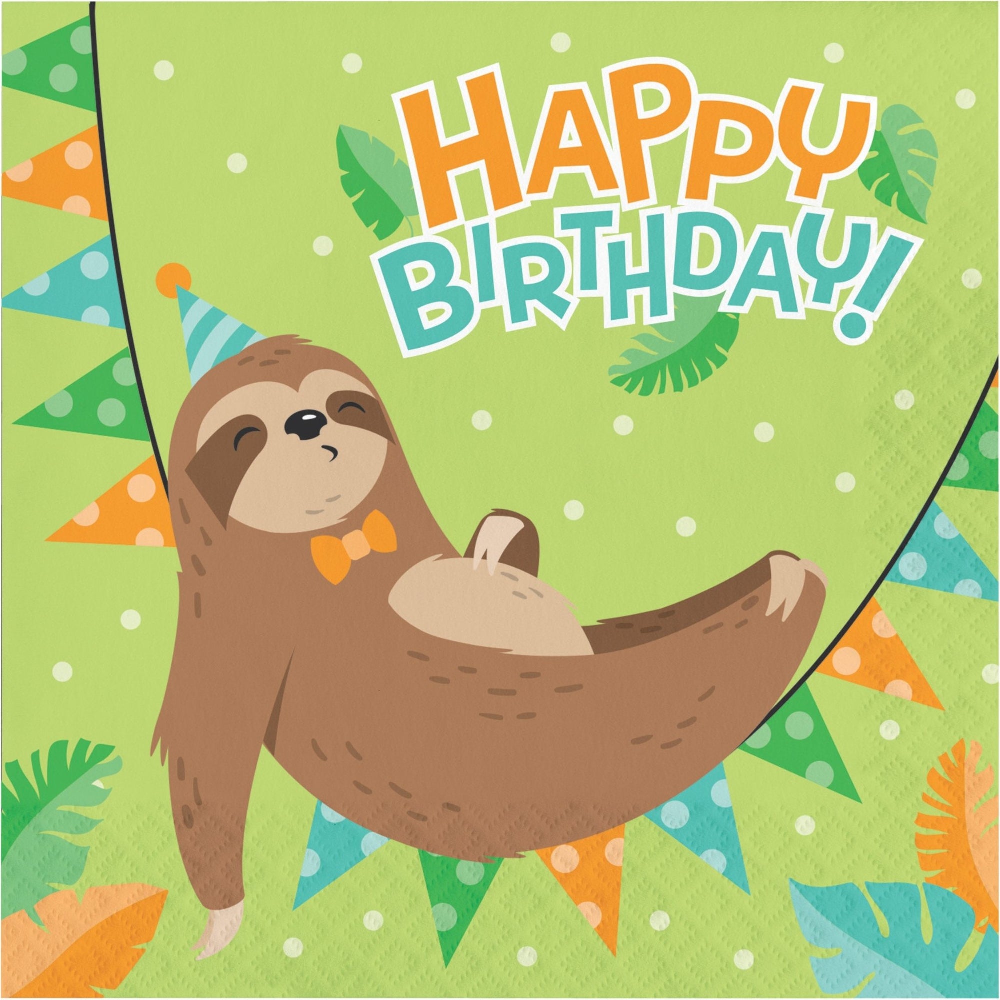 Sloth "Happy Birthday" Luncheon Napkins - Stesha Party