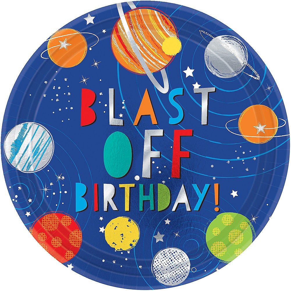 Space &quot;Blast Off Birthday&quot; Plates - Stesha Party