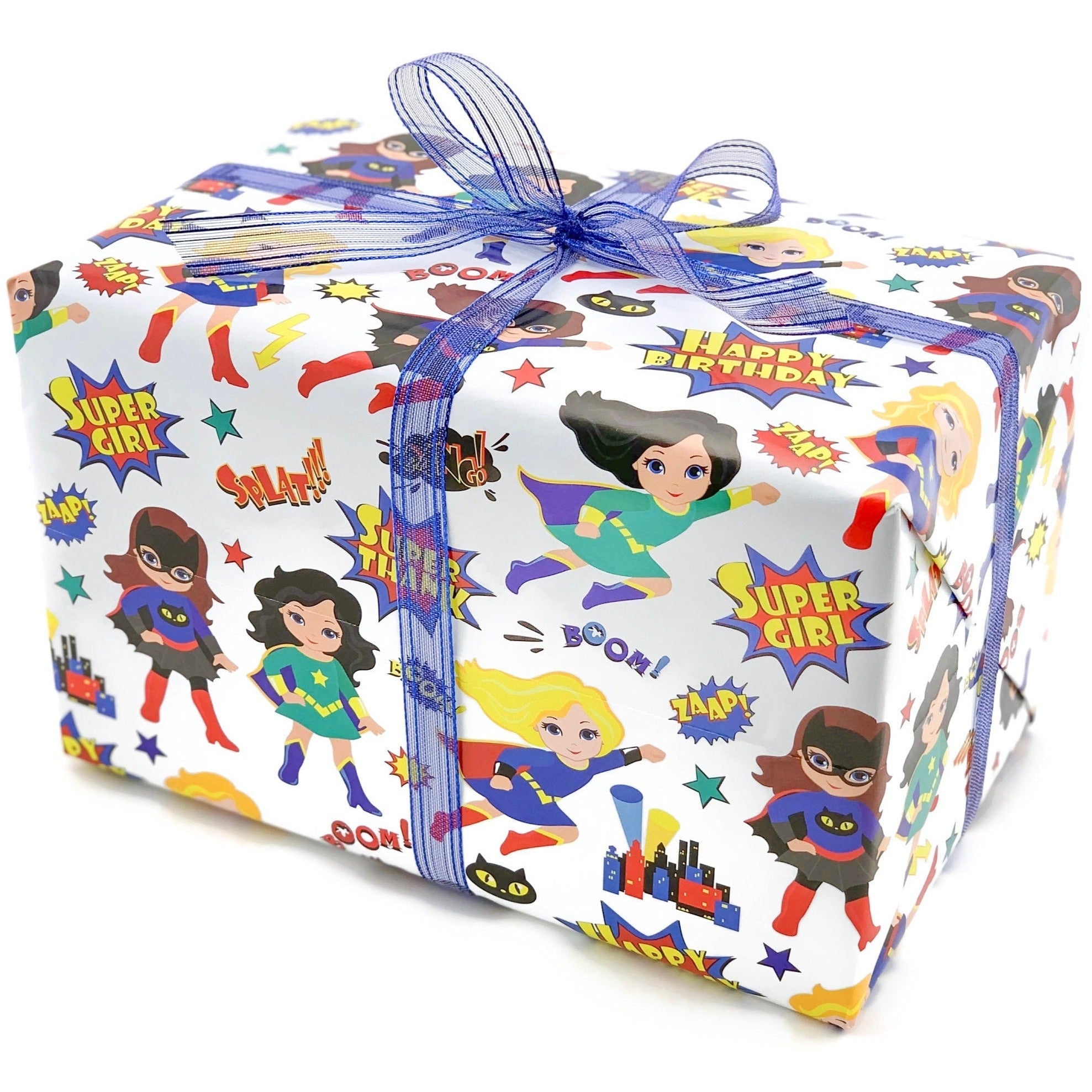 Superhero Girl Gift Wrap - Stesha Party