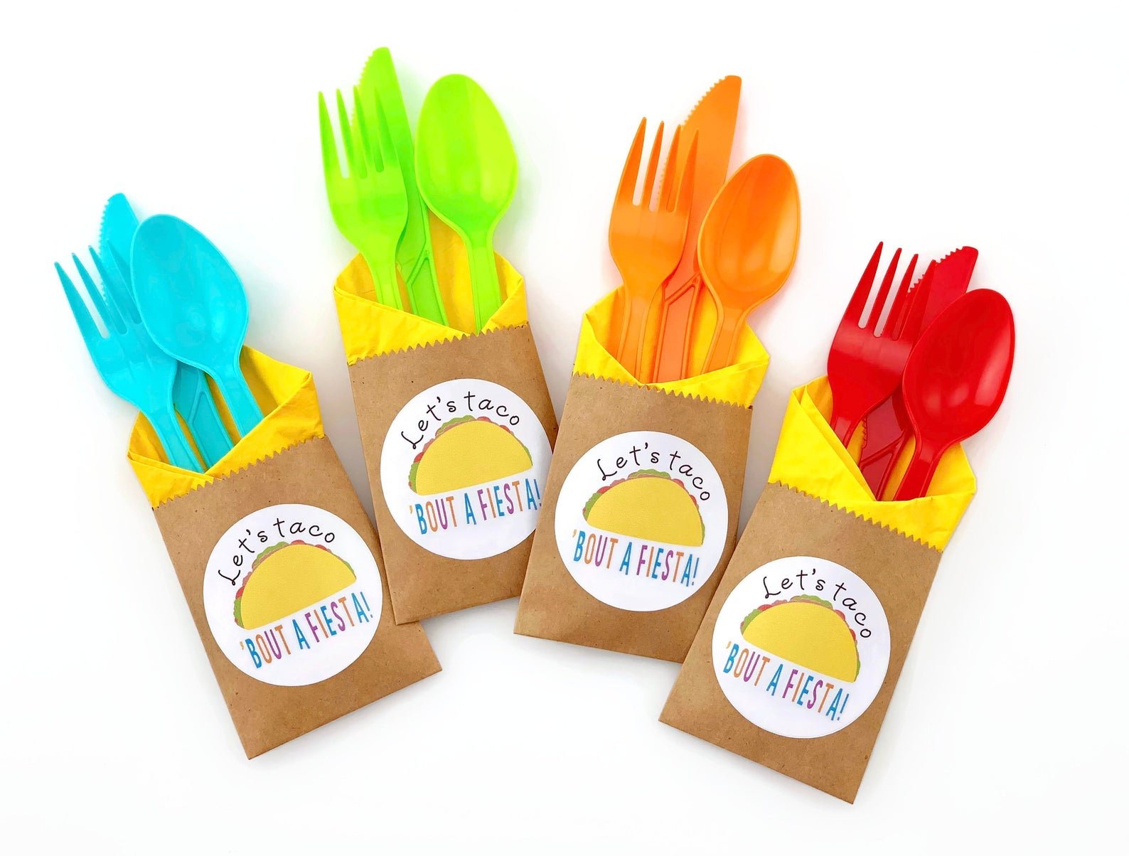 Taco Party Kraft Cutlery Bag Sets - Stesha Party