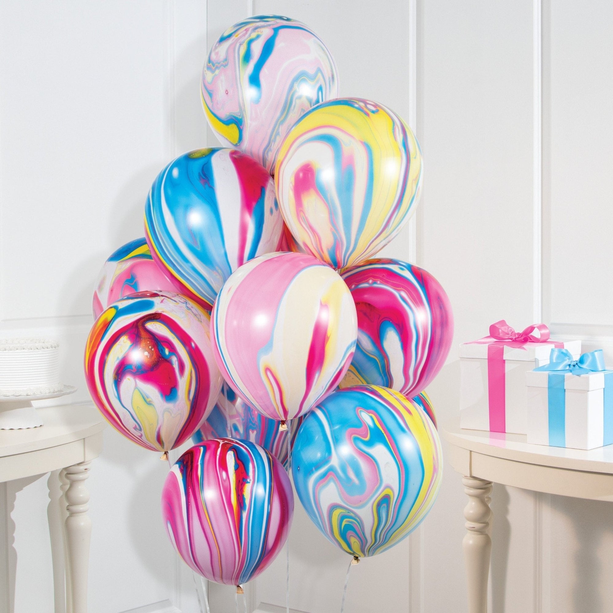 Tie Dye Marble Latex Balloons 12ct - Stesha Party