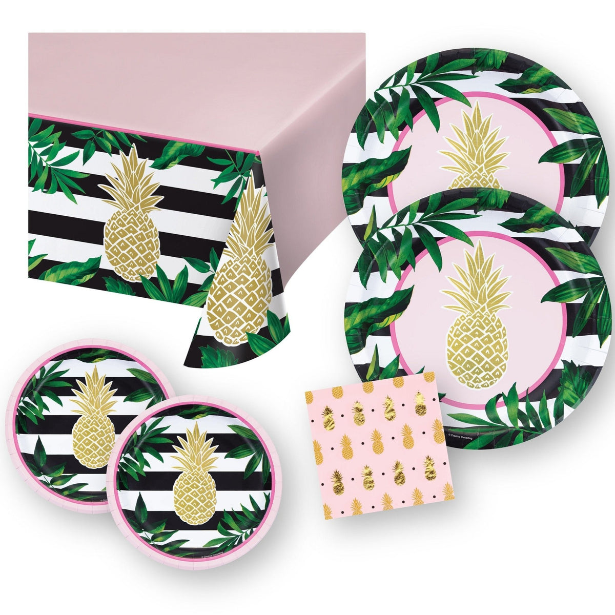 Tropical Party Gold Pineapple Tableware Set - Stesha Party