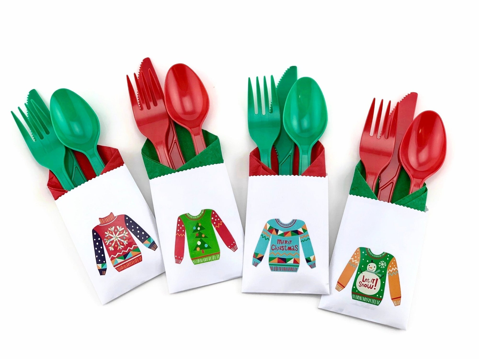 Ugly Sweater Party Cutlery Bag Sets - Stesha Party