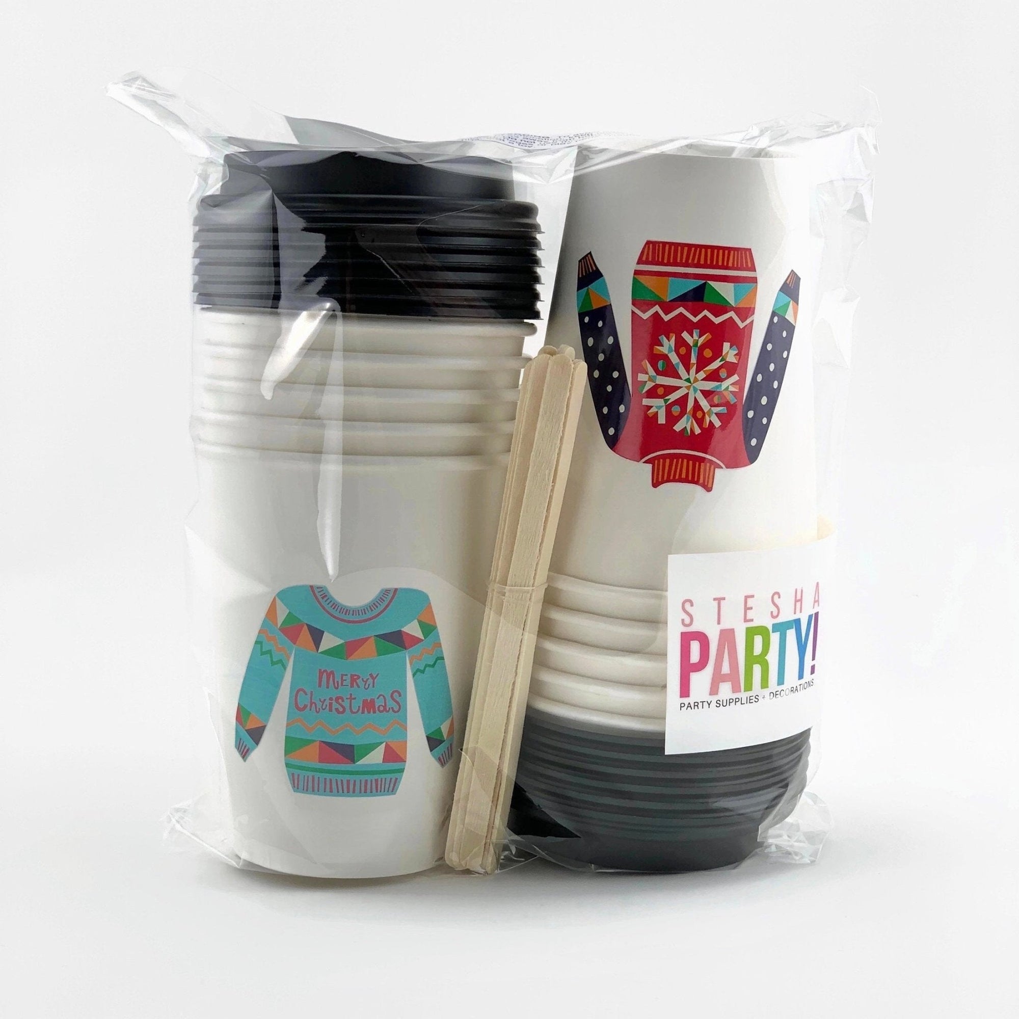 Ugly Sweater Party Lidded Cups - Stesha Party