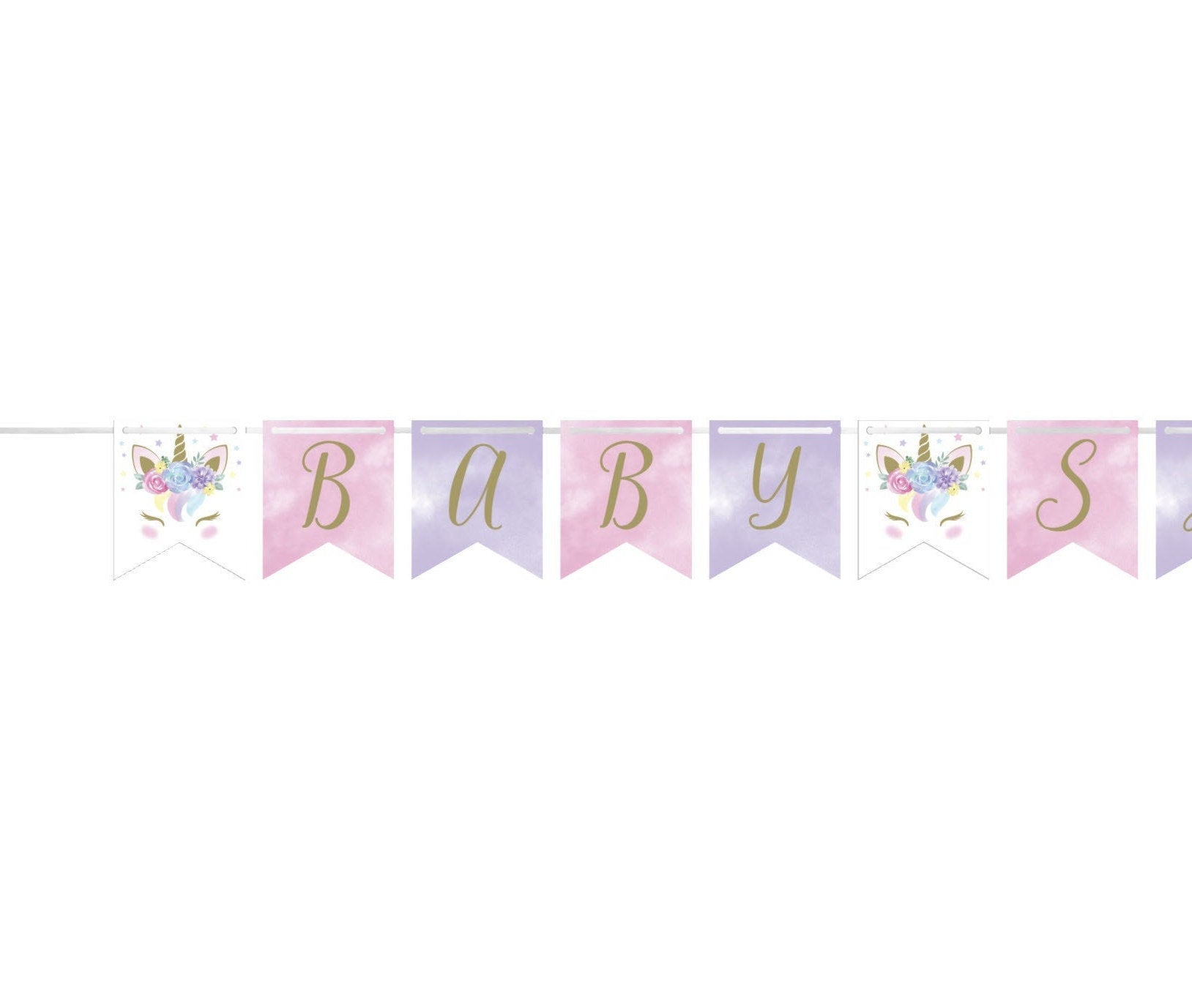 Unicorn "Baby Shower" Pink and Purple Banner - Stesha Party