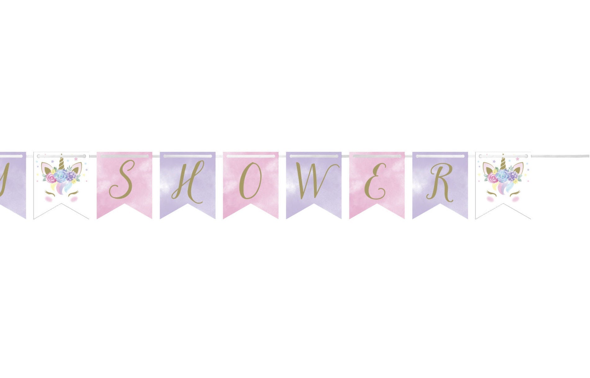 Unicorn "Baby Shower" Pink and Purple Banner - Stesha Party