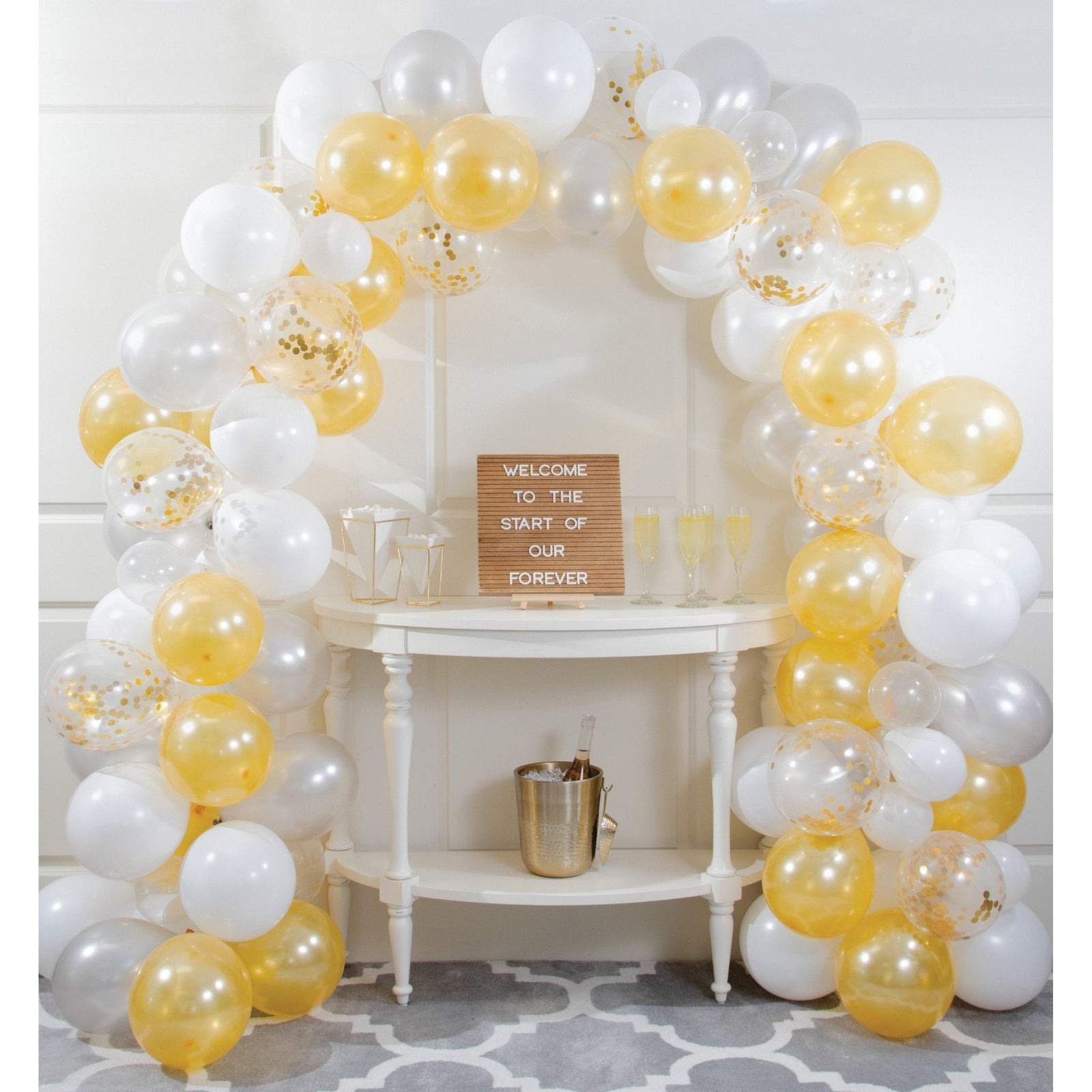 White and Gold Balloon Arch - Stesha Party