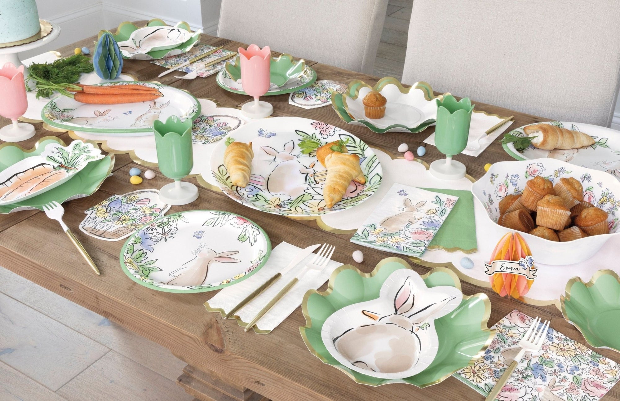 White & Gold Foil Rim Paper Plates - Stesha Party