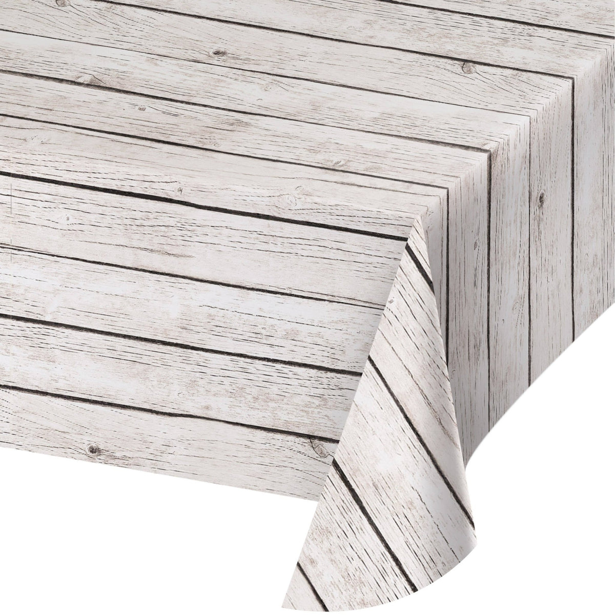 Whitewash Wood Grain Tablecloth - Stesha Party