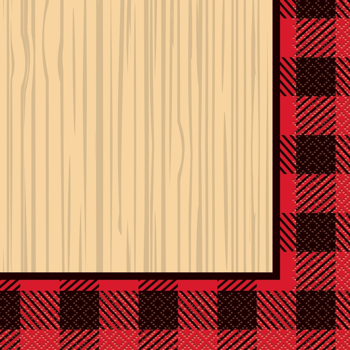 Wood Grain Buffalo Plaid Napkins - Stesha Party